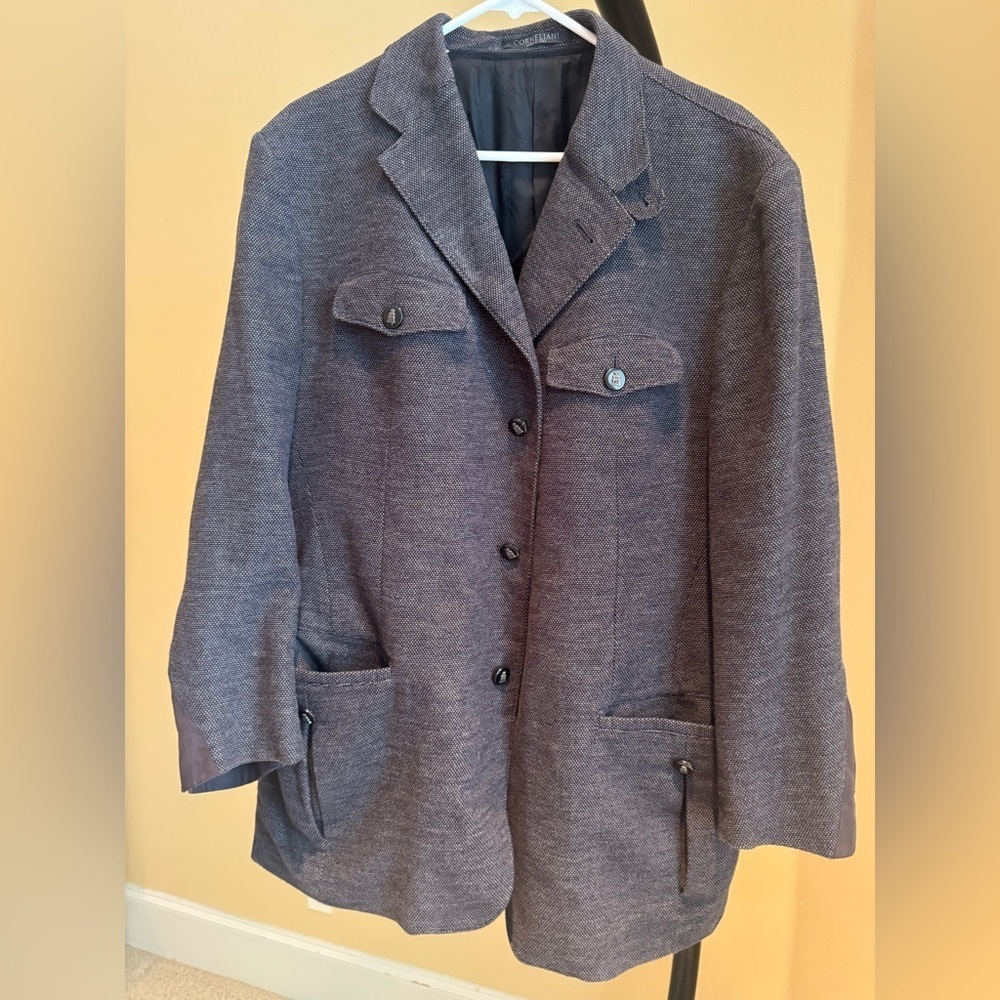 Corneliani Gray Brown Cotton Coat